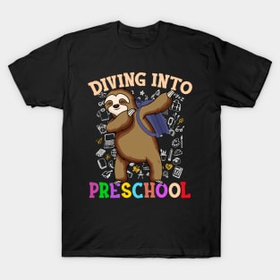 Diving Into Preschool Shirts Dabbing Sloth Students Back To School Gifts T-Shirt